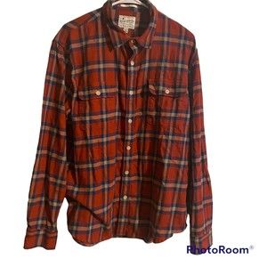 Lucky Brand Plaid Red& Black Cotton  Button-Up Shirt Size XL TG